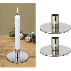 2er-Set Stabkerzenhalter Metall Silber 10x5cm Vintage Kerzenhalter Retro Home Deko weihnachtliche Tischdeko Kerzenständer Kerzenpin scandic chic Wohnzimmerdekoration Dekoschale