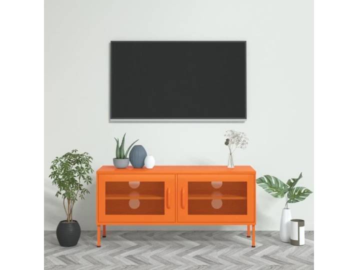 Meuble TV - VIDAXL - 105x35x50 cm - Acier - Orange - Contemporain