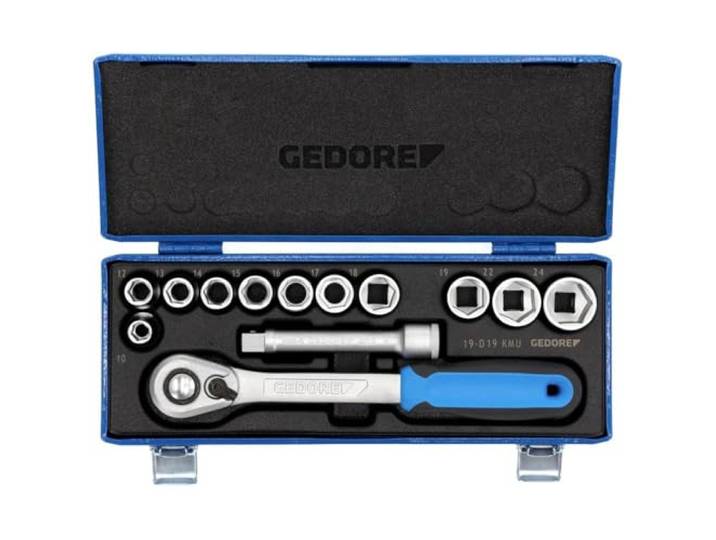 GEDORE Composition de douilles\, 13 pièces\, 6 pans\, 1/2 pouce\, 10 à 24 mm\, Outil\, Douilles\, Cliquet\, pour voiture\, 19 KMU 20