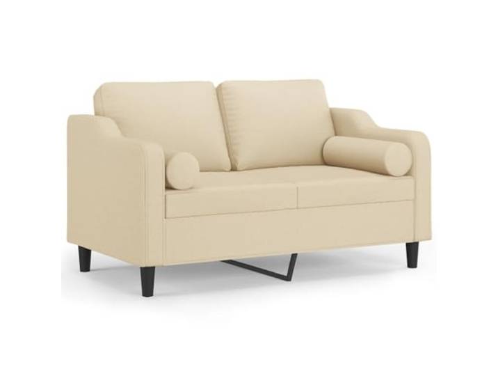 Makastle 2 Sitzer Sofa Couch mit Zierkissen Creme 120 cm Stoff