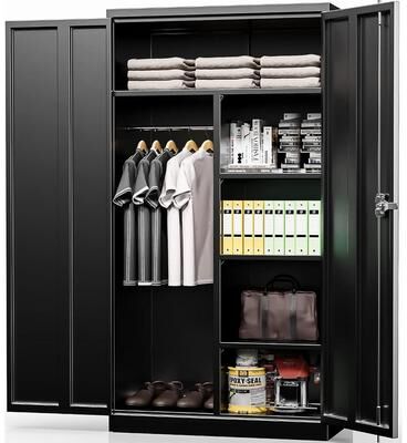 SUNCROWN 63''-72'' H Large-Capacity Lockable Closet Garage Storage Work Cabinet with Locking Doors and Adjustable Shelves