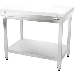 Edelstahl-Arbeitstisch 1200x700 mm mit weißer Schneidplatte PREMIUM - GOLDINOX