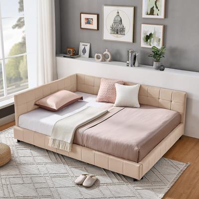 ZWYO HOSIMU Full Size Velvet Upholstered Daybed with Backrest and Armrests