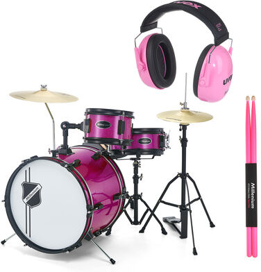 Millenium Youngster Drum Set Bundle Pink Pink Sparkle