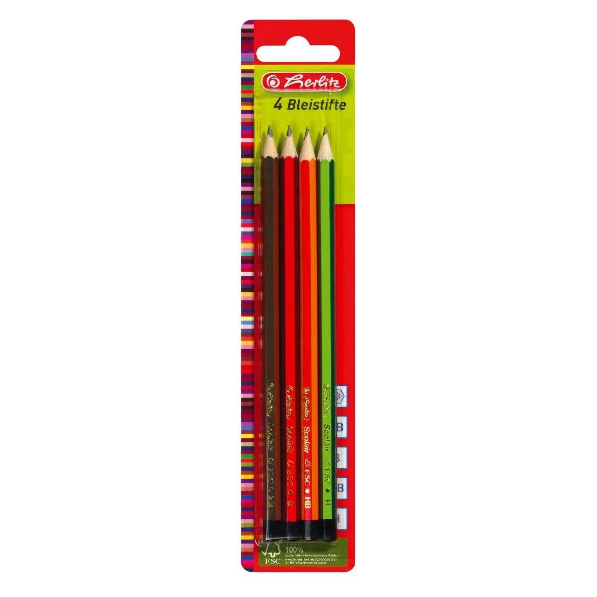 Herlitz 8670051 Bleistift (e) (2B, B, H, HB, 4x) (8670051)