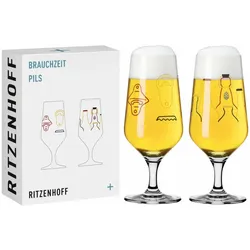 Ritzenhoff AG Ritzenhoff Brauchzeit Pils 013 014 F24, 2er Set, Ritzenhoff Design Team, Pilsglas, Kristallglas, 374 ml, 3471007