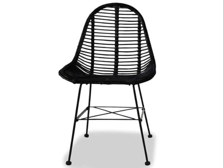 KLGBNCVE Esszimmerstühle 4 STK. Natur Rattan Schwarz Kolonialstil,ergonomischer Sitz,Schmiedeeisen-Beine,max. 110 kg,einfache Montage,langlebig