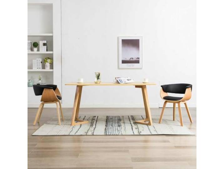 YUTAASU Esszimmerstühle 2 STK. Schwarz Bugholz Kunstleder Ergonomisch, Stabil Holzbeine, Pflegeleicht, 110 kg Belastbar, Esszimmer