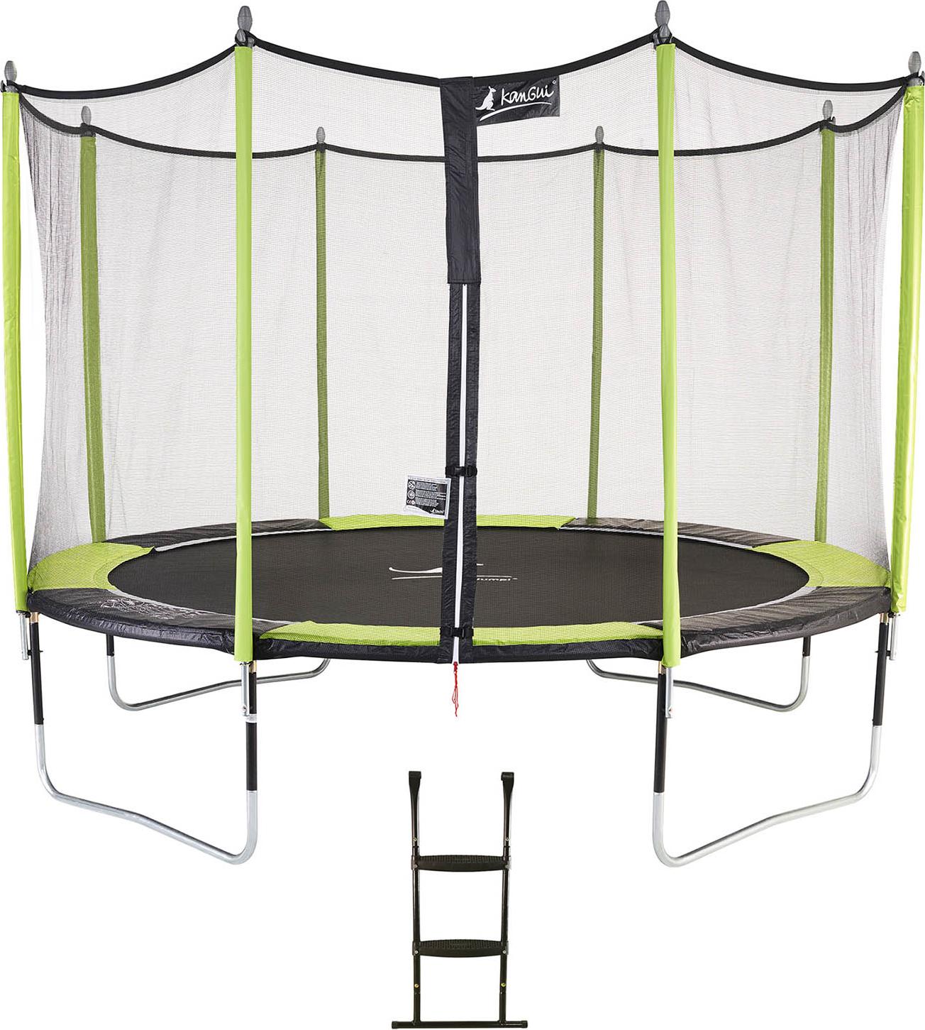 Gartentrampolin Ø 360cm + Netz + Leiter - JUMPI 360 - Schwarz/Grün