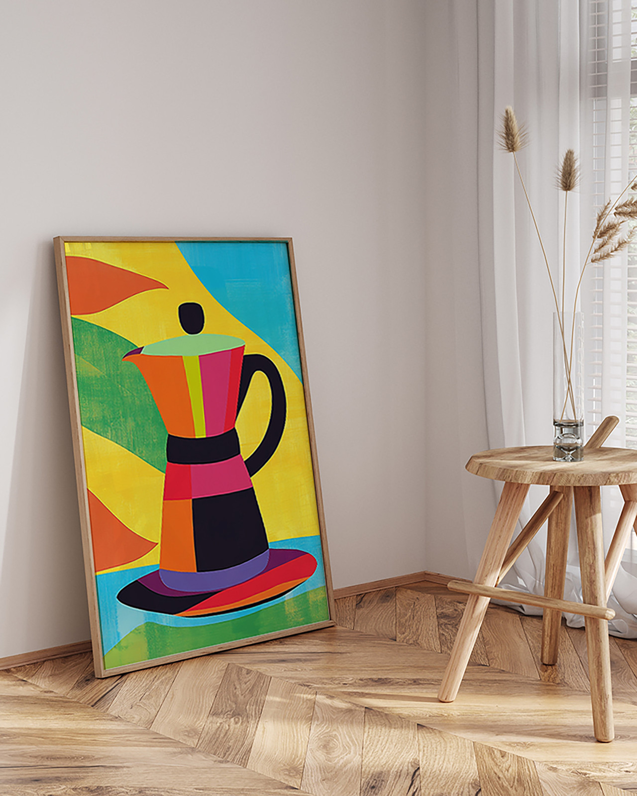 home24 Kunstprint Colorful Retro Coffee Maker, Meerdere kleuren, 63 x 83 cm
