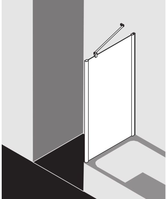 Kermi Pega Seitenwand verkürzt auf Badewanne PETVD07016VYK 70x160cm, silber hochglanz ESG SR Opaco Clean