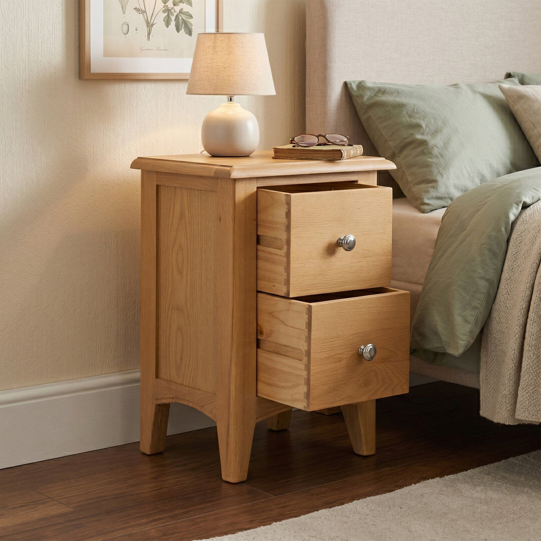 Rosalind Wheeler Censu 38 cm W Bedside Table Oak 58cm H X 38cm W X 32cm D
