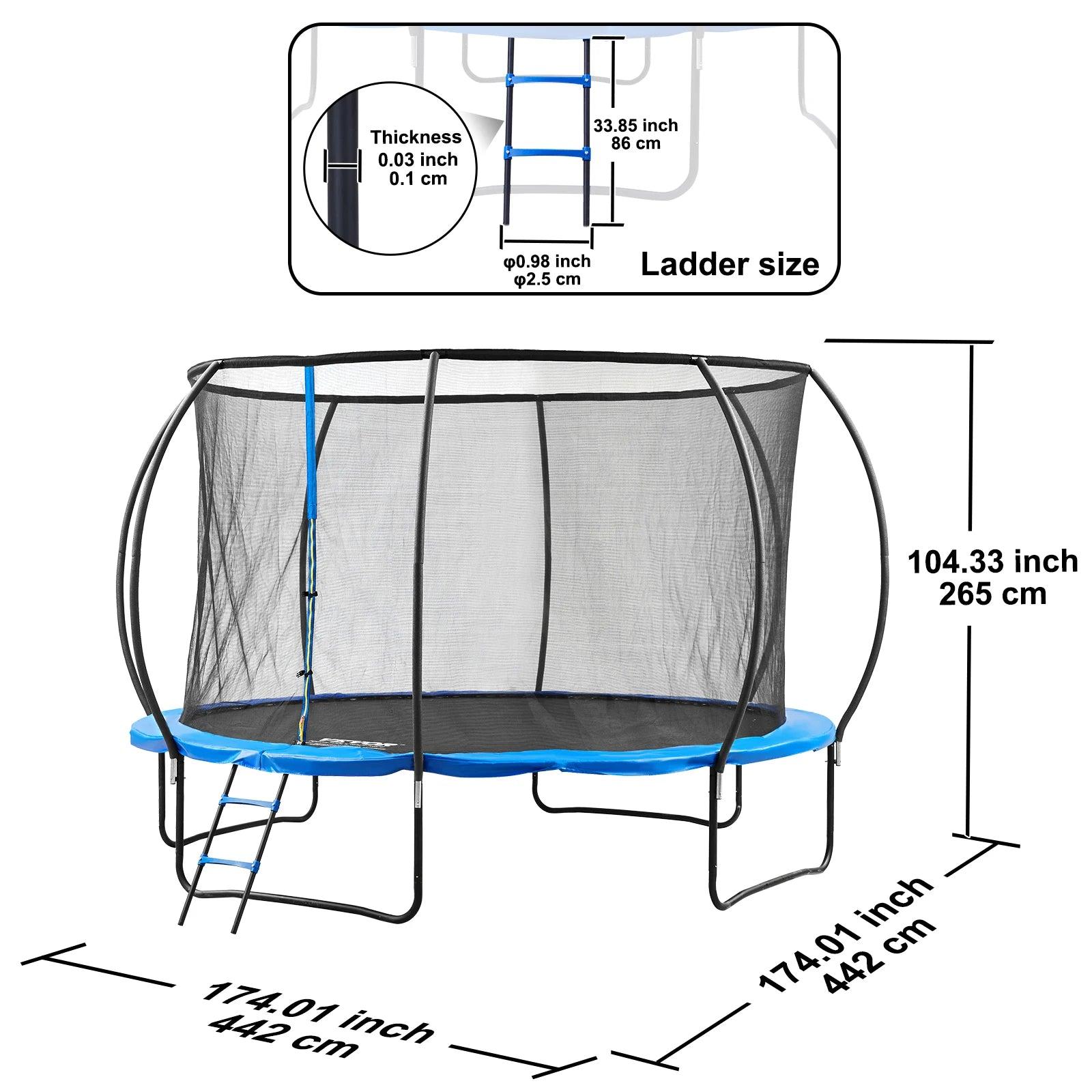 Trampoline - Hüpfgeräte - Trampoline mit Sicherheitsnetz - Gartentrampoline - 12 Fuß - Robust