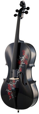 Thomann Red Rose Cello 4/4 BK schwarz mit roten Rosen