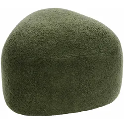 CLP Sitzhocker oval Alfrisa, Polsterhocker mit Teddystoff, Fußhocker gepolstert für Wohnzimmer und Schlafzimmer, Holzgestell stabil