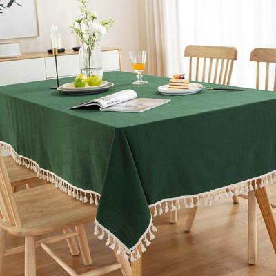 Enova Home High Quality Washable Rectangle Cotton tablecloths, Wrinkle Resistant Washable Dining Room Table linen for Rectangle Table