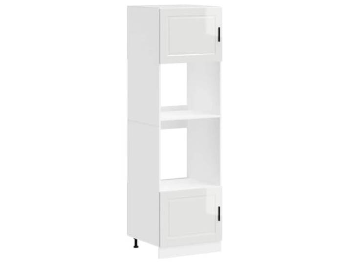 HKTMGDNG Herdumbauschrank 2er Set Hochglanz-Weiß 60x57x207 cm Porto Passgenaue Umbauschränke aus Holzwerkstoff bieten praktischen Stauraum für Backofen und Mikrowelle in der Küche.