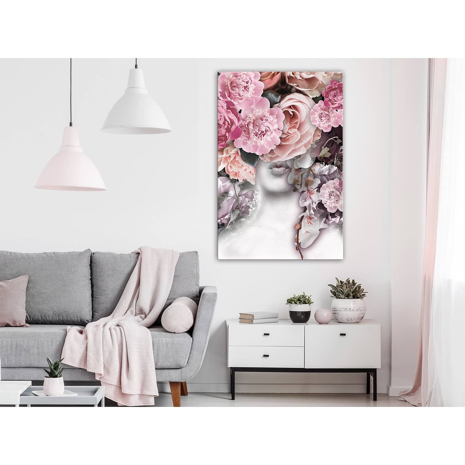 home24 Give Me Kiss wanddecoratie, roze, 60 x 90 cm