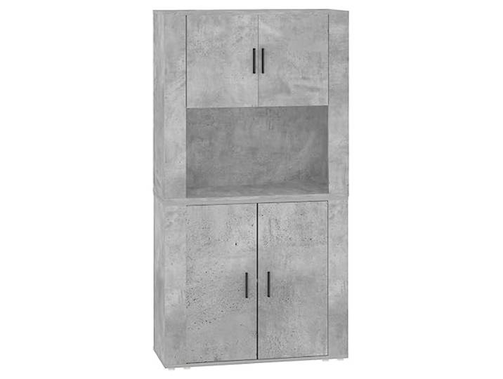 Fisinber Highboard 2-Teilig Betongrau Holzwerkstoff 80x33x150 cm Platzsparende Kommode fürs Wohnzimmer: Zweiteiliges Design mit Wandbefestigung für viel Stauraum und moderne Optik.