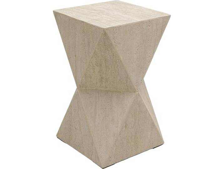 Kare Luxury Table d'appoint Design Triangulaire en travertin Beige 53 x 31 x 31 cm (H x l x P)