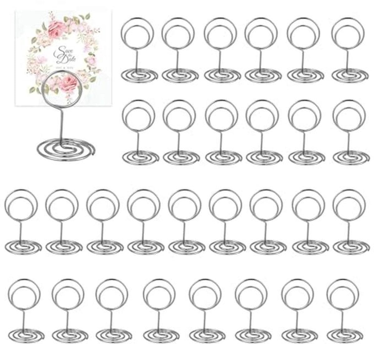 30 Stuks Zilveren Tafelkaarthouders - Fotohouders en Menukaartstandaards voor Feesten en Bruiloften