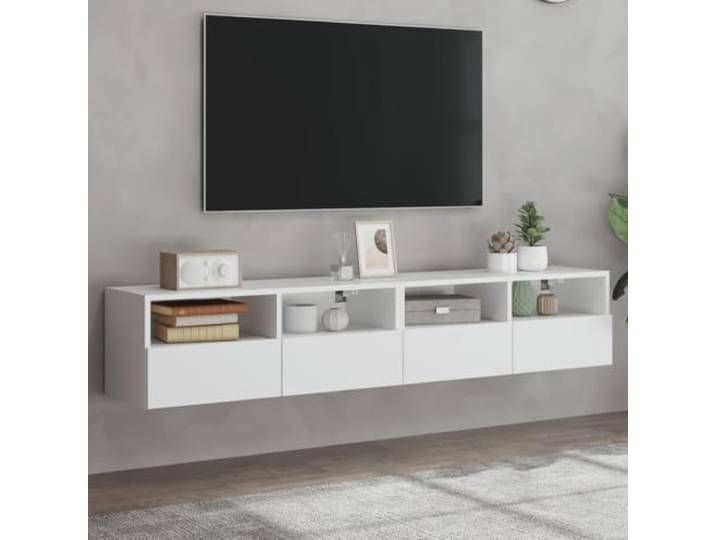 HEFZGDB TV-Wandschränke 2 STK. Weiß 80x30x30 cm Holzwerkstoff mit Ablage und Fach für Stauraum Organisation
