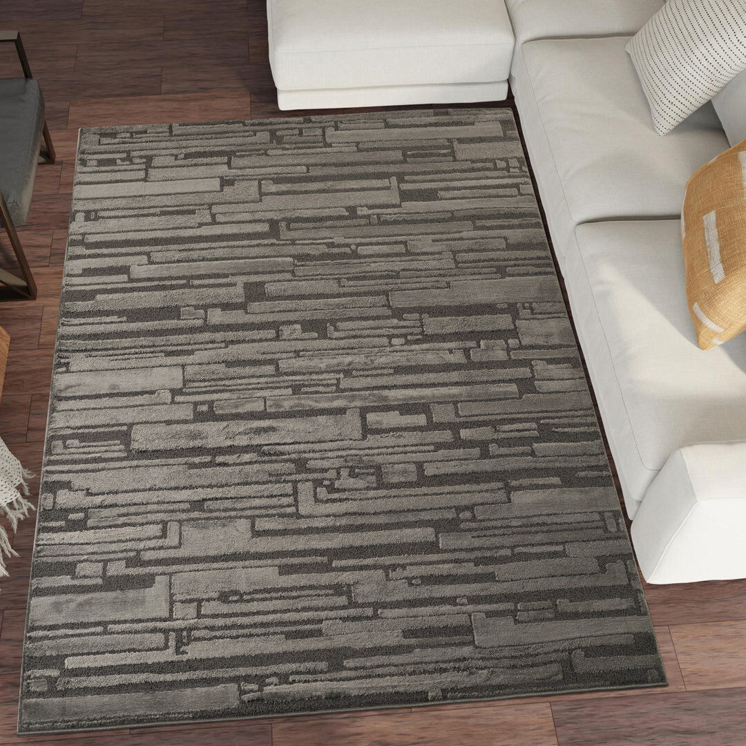 Desire Rugs Hamilton Modern Metallic Sheen Area Rug - Polypropylene Weaving - Jute Backing - Blocked Bold Geometric Design Rugs, Dark Grey Dark Grey Rectangle 200 x 290 cm