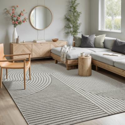 Teppich MERINOS "Elio", grau, B:120cm H:16mm L:170cm, Polyester, Polypropylen, Teppiche, Teppich, moderner Kurzflor Teppich mit Hoch-Tief-Effekt, 3D Effekt