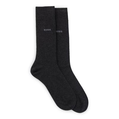 Businesssocken BOSS "2P RS Uni CC", Jungen, Gr. 43-46, grau (charcoal 012), Baumwollmischung, unifarben, normal, Socken, mit Markenlogo