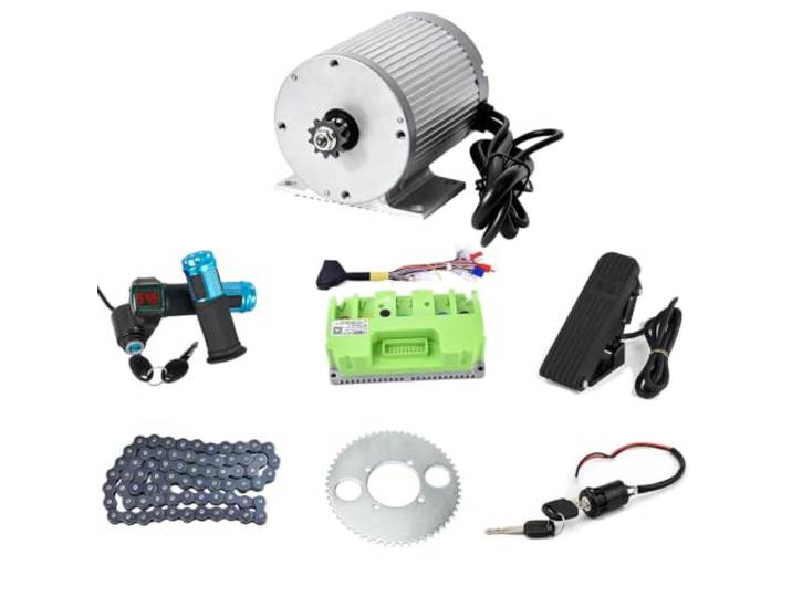Kunray Elektromotor 48V DC Motor mit Temperature Sensing Max. 6500 U/min Go Kart Elektro Motor mit 45A Fardriver Controller, LED-Drehgasgriff und Fußpedal-Gaspedal, für DirtBike Razor Motorrad
