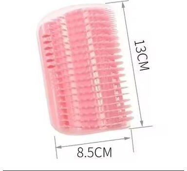 Inspire Select Cat Corner Self Groomer Brush Wall Corner Mounted Massager & Hair Remover For Cats pink