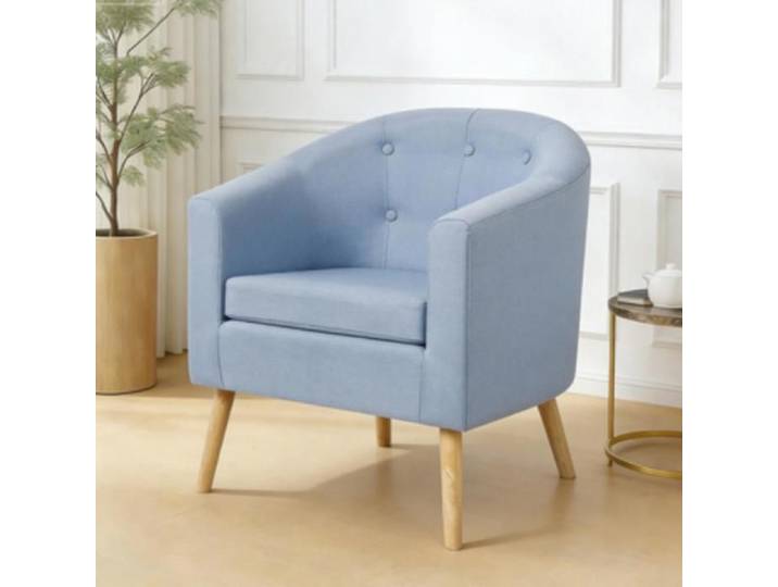 MIPAN. Fauteuil de Salon Moderne d'Adulte avec Pied Bois Fauteuil Scandinave Rembourré Fauteuil Relax - 64x60x70cm - Bleu