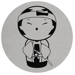 CombiCraft Aluminium Türschild 'Herren' - Asiatisches Design mit Samurai Bild - 75 mm Durchmesser und doppelseitigem Klebeband