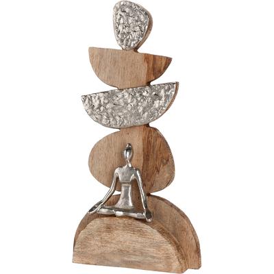Skulptur GILDE "Skulptur Steindaube Achtsamzeit", braun (naturfarben), B:21,5cm H:41cm T:7,5cm, Mangoholz, Dekofiguren, Achtsamkeit Meditation Entschleunigung Auszeit Balance