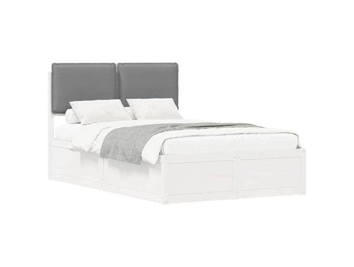 KKgypkn Bettgestell mit gepolstertem Kopfteil Hellgrau 120 x 190 cm, massives Kiefernholz, inklusive abnehmbarem und waschbarem Bezug, platzsparendes Design