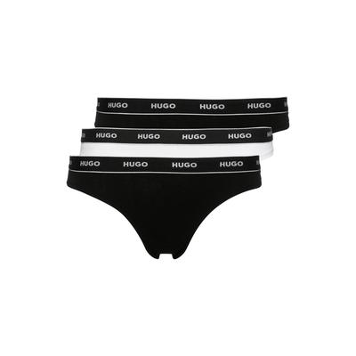 String HUGO UNDERWEAR "TRIPLET THONG STRIPE", Damen, Gr. XL, 3 Stk., Jersey, bunt (open miscellaneous 970), Jersey, Obermaterial: 95% Baumwolle, 5% Elasthan, körpernah, Unterhosen String, mit HUGO Logo-Elastikbund