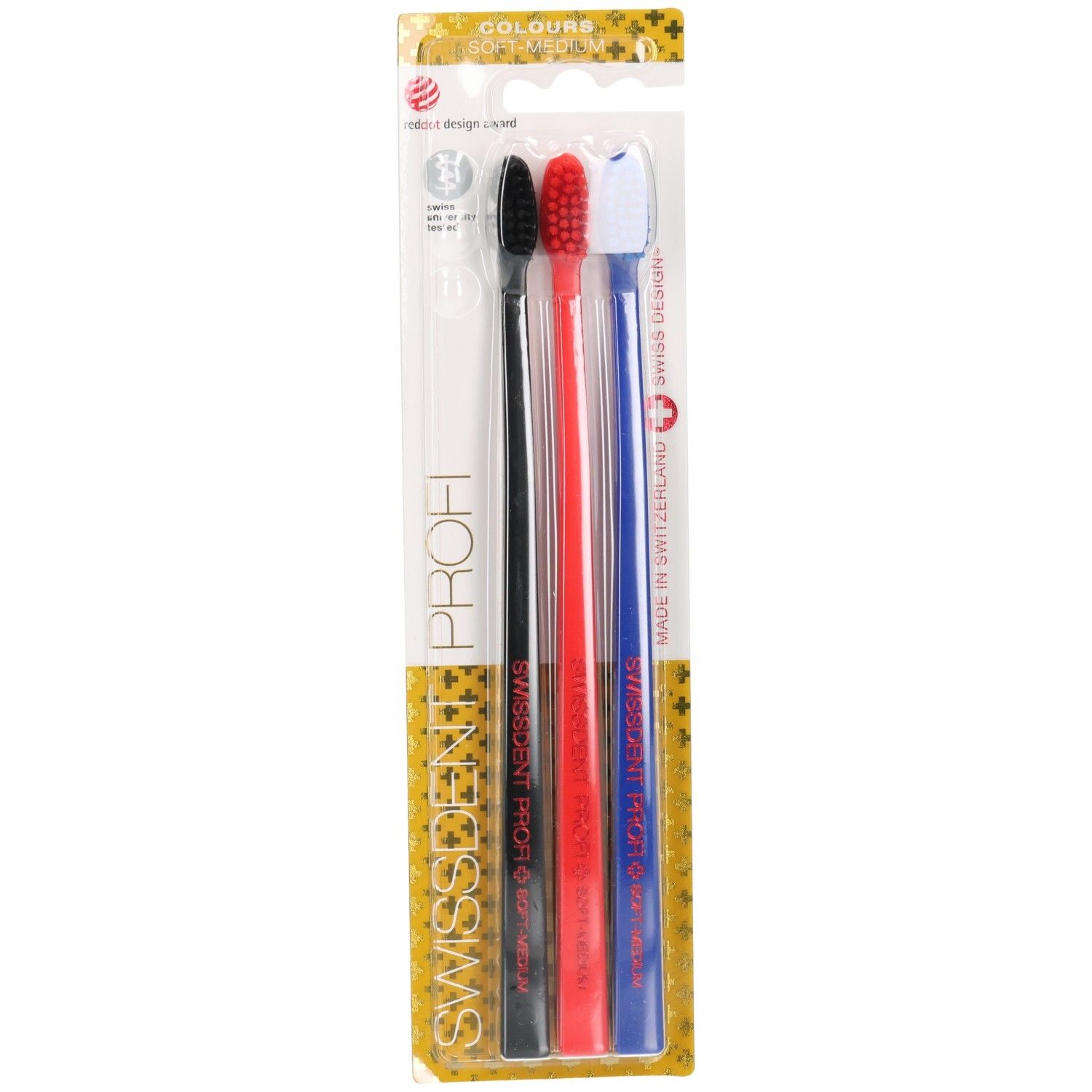 Swissdent Colours ZUG black, red, blue 1st 1 St Zahnbürste