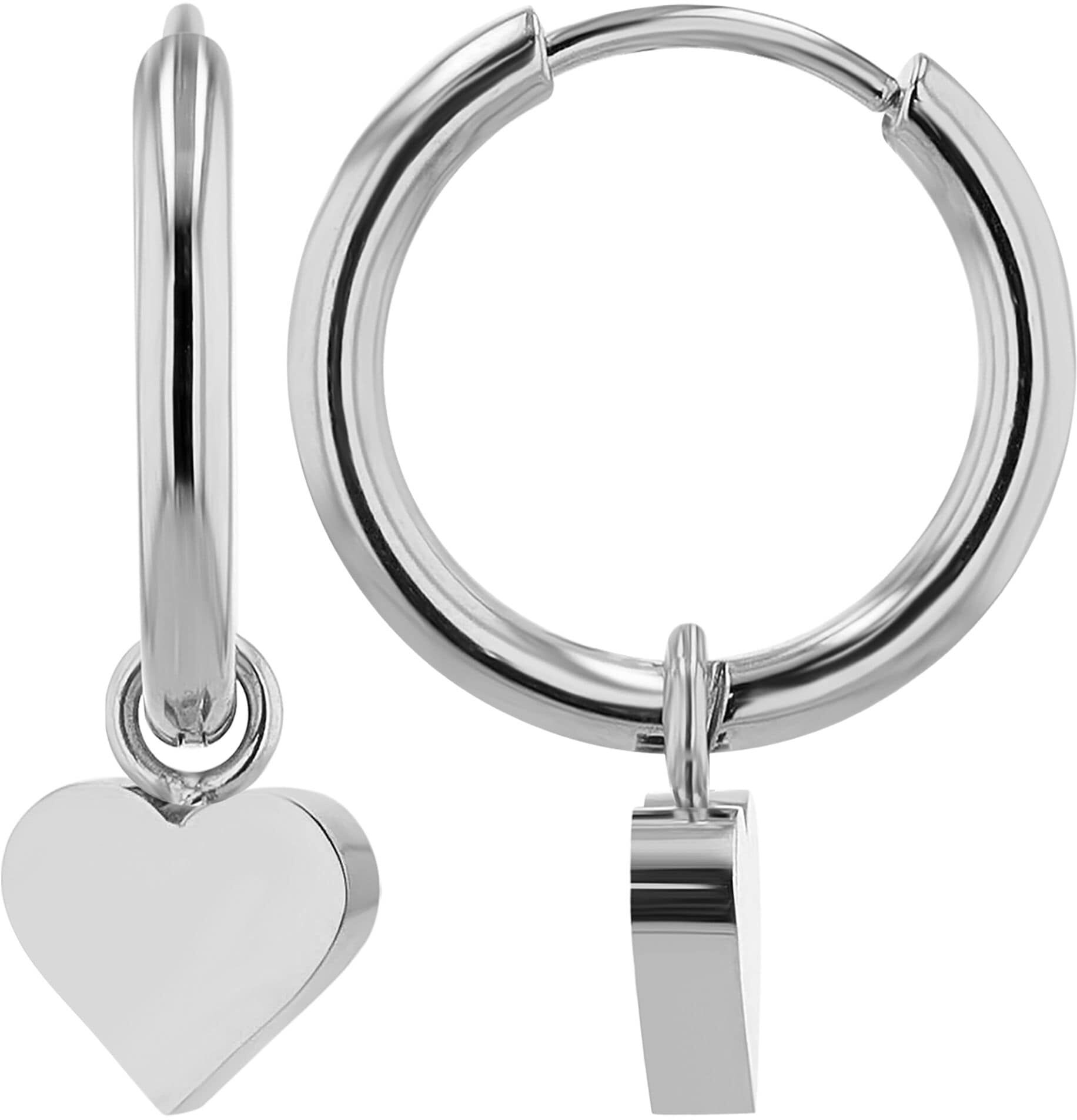 Herzanhänger ADELIA´S "Damen Anhänger ¿ Herz Herzanhänger aus Edelstahl", silber, Schmuckanhänger, Damen, Edelstahl, Herzanhänger