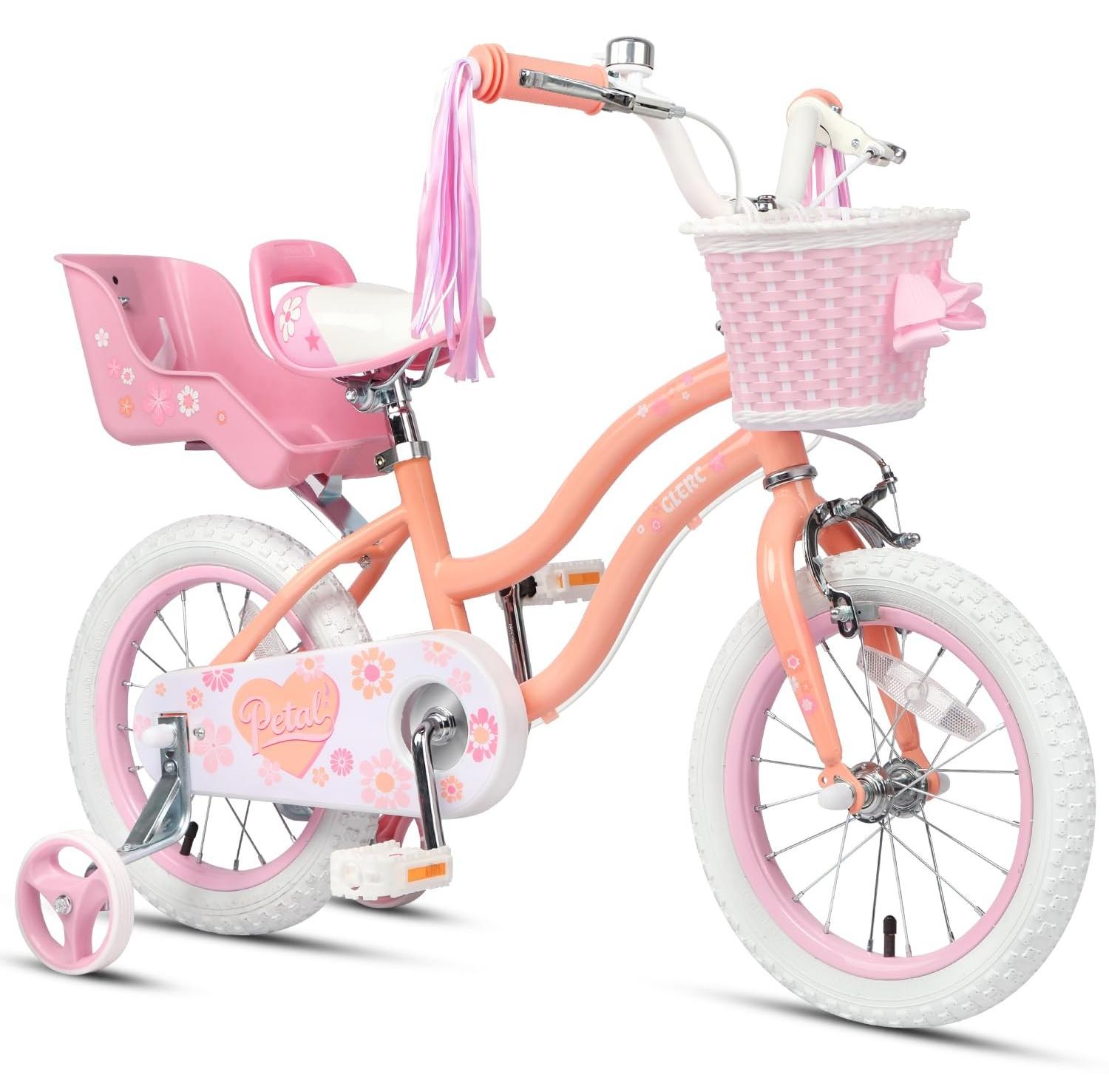 Mädchenfahrrad mit Korb und Trainingsrädern für Kinder