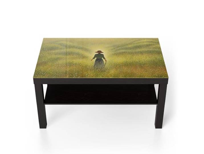DEQORI Glastisch schwarz groß 90x50 cm Motiv Wandernde Stille ausgefallener Beistelltisch aus Glas Hochglanz Couchtisch fürs Wohnzimmer moderner Couch Tisch mit Design