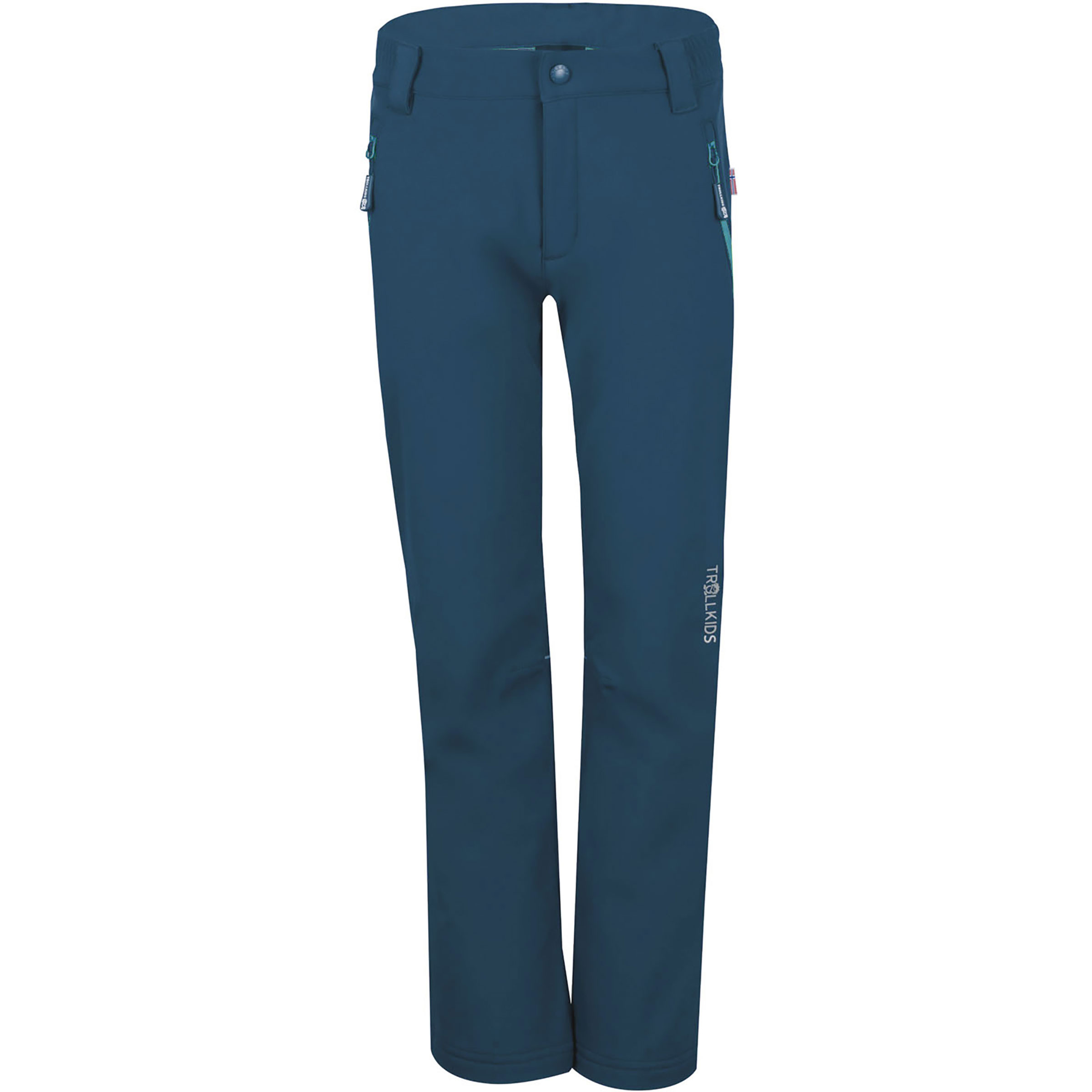 Trollkids Fjell Softshell Hose Kinder Softshellhose blau Größe 104 Trekking Elastisch Wasserabweisend
