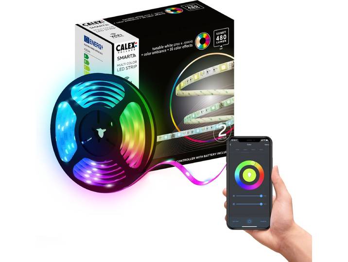 Calex Slimme LED Strip 2 meter - Led-strip Voor Binnen - Met App - RGB - Smart Lichtstrip met afstandsbediening