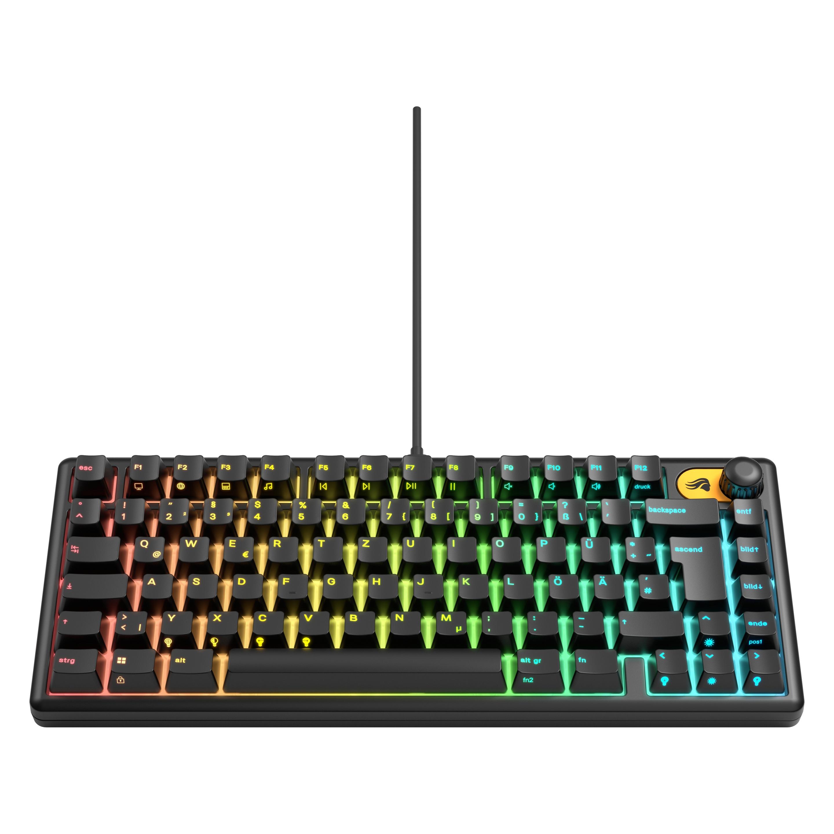 Glorious GMBK - Membranverkabelte Gaming-Tastatur 75 % - Schwarz - DE Qwertz (DE, Kabelgebunden) (64914652)