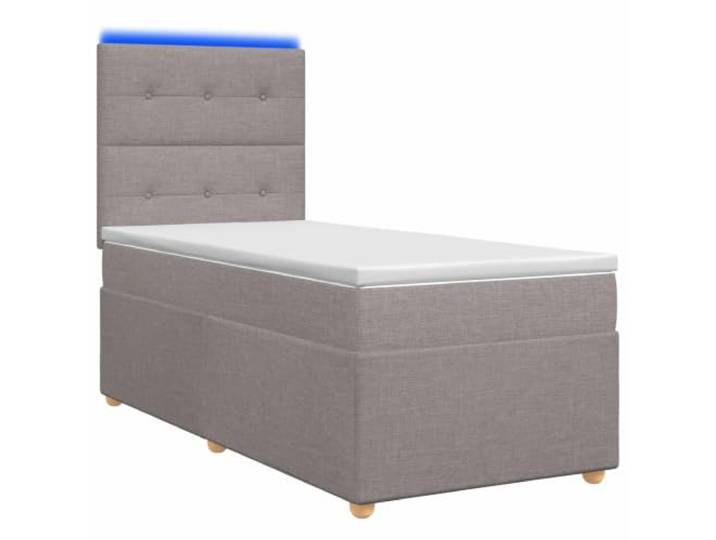 KTHLBRH Boxspringbett mit Matratze Taupe 90 x 200 cm Stoff Höhenverstellbares Kopfteil, mehrfarbige USB-LED-Leuchten, Taschenfedern, Holztechnik, Stoff