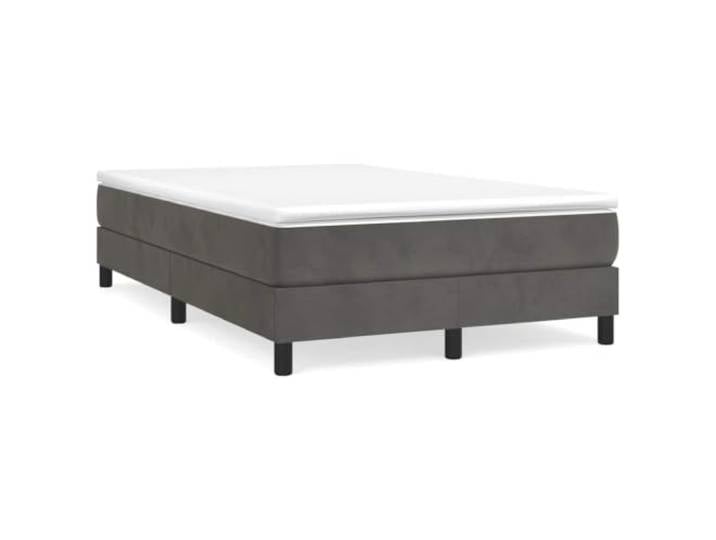PUGYNBK Boxspringbett aus Samt, dunkelgrau, 120 x 200 cm Taschenfederkernmatratze, mittelhart, Sperrholzlatten, Lederschutz