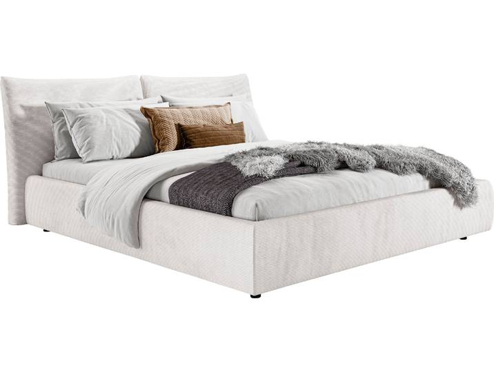 Polsterbett, Silber, 212x230 cm, Feincord, Belastbar bis 280 kg, Modern