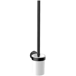 emco round Bürstengarnitur, Behälter aus Kunststoff, Wandmodell, Bürstengriff, chrom, 431513300, Farbe: Schwarz