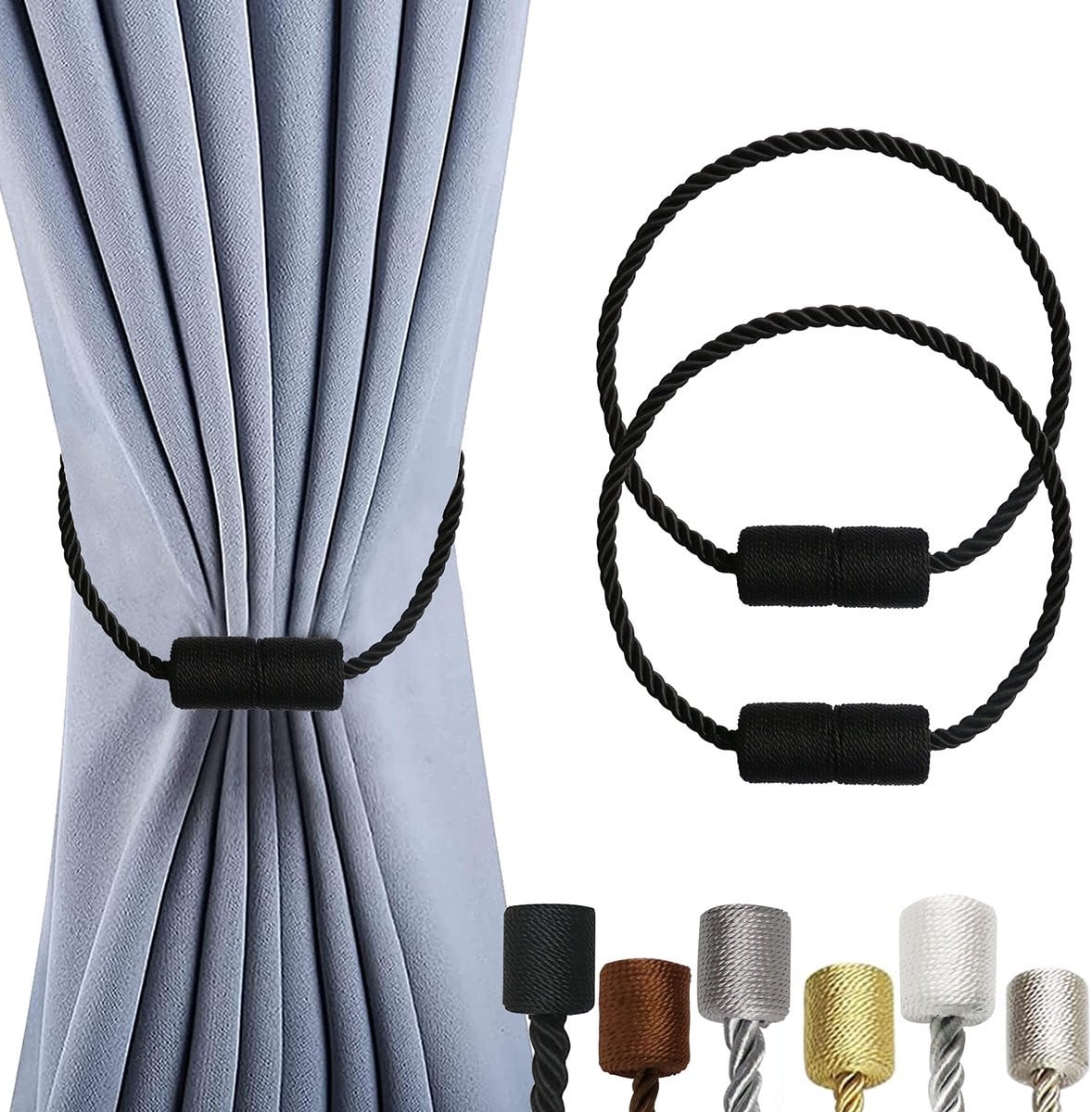 Magnetische Gordijnhouders - 2 stuks met dikke twist rope voor elegante verlichting