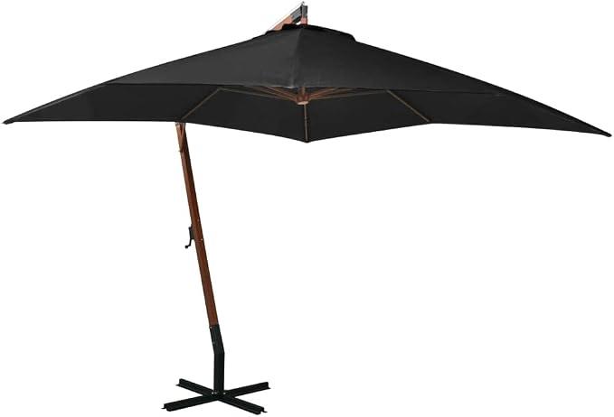 Sonnenschirm Strand Sonnenschirm Ampelschirm mit Mast Anthrazit 3.5x2.9 m Massivholz Tanne Geeignet für Balkon Strand Terrasse