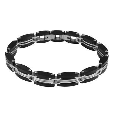 Gliederarmband ADELIA´S "Armband – Gliederarmband aus Edelstahl 21 cm", schwarz (silber), Armbänder, Herren, 21cm, Edelstahl, Gliederarmband, Ein kleines Geschenk mit großer Wirkung